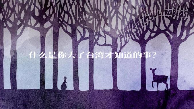什么是你去了台湾才知道的事？